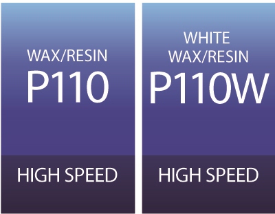 P110 y P110W ribbon o cinta de transferencia cera/resina de alta velocidad